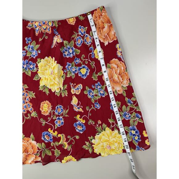 VTG Womens Floral Stretch Skirt 14 XL Red 90s Y2K Feminine Cottage Fairy Grunge - Picture 5 of 9